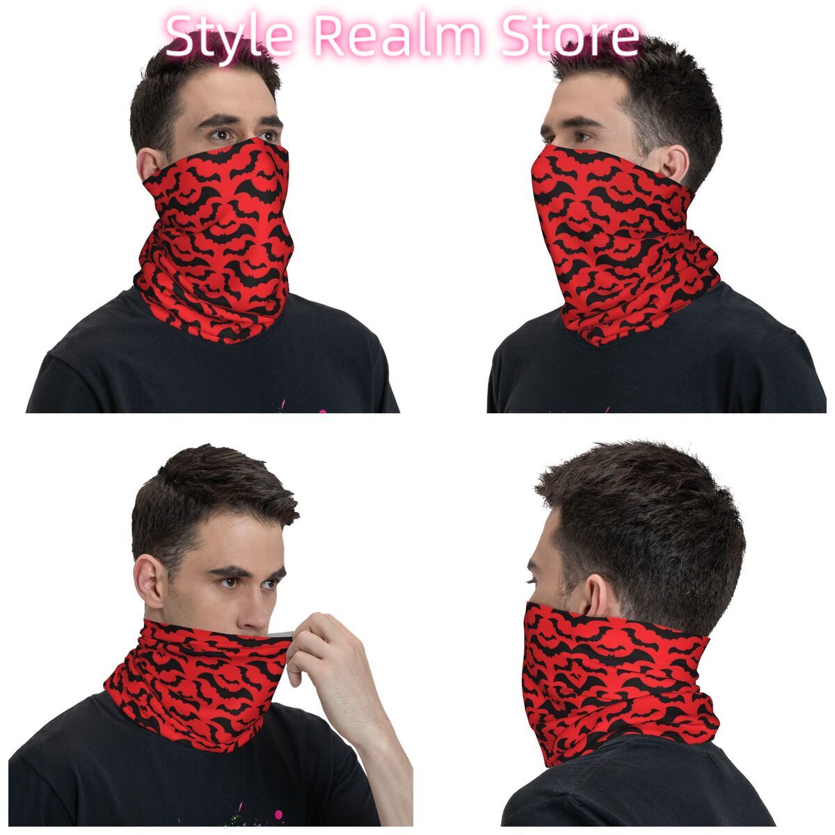 Gothic Witch Bats Pattern Band - Neck Warmer Tube ulasan dan harga