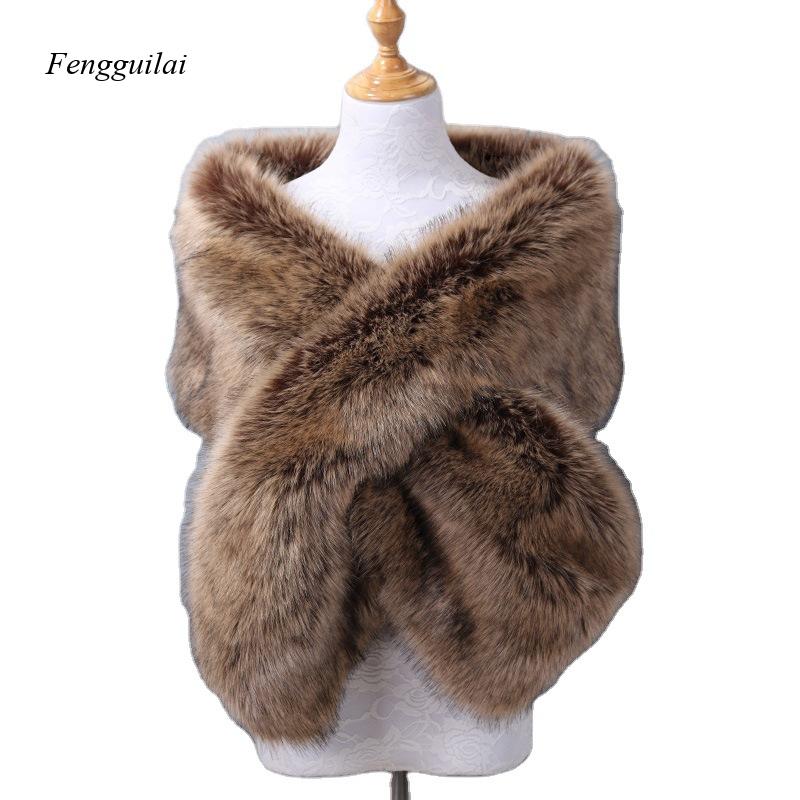 Women's White Faux Fur Shawl B - Stole Wedding Shawl ulasan dan harga