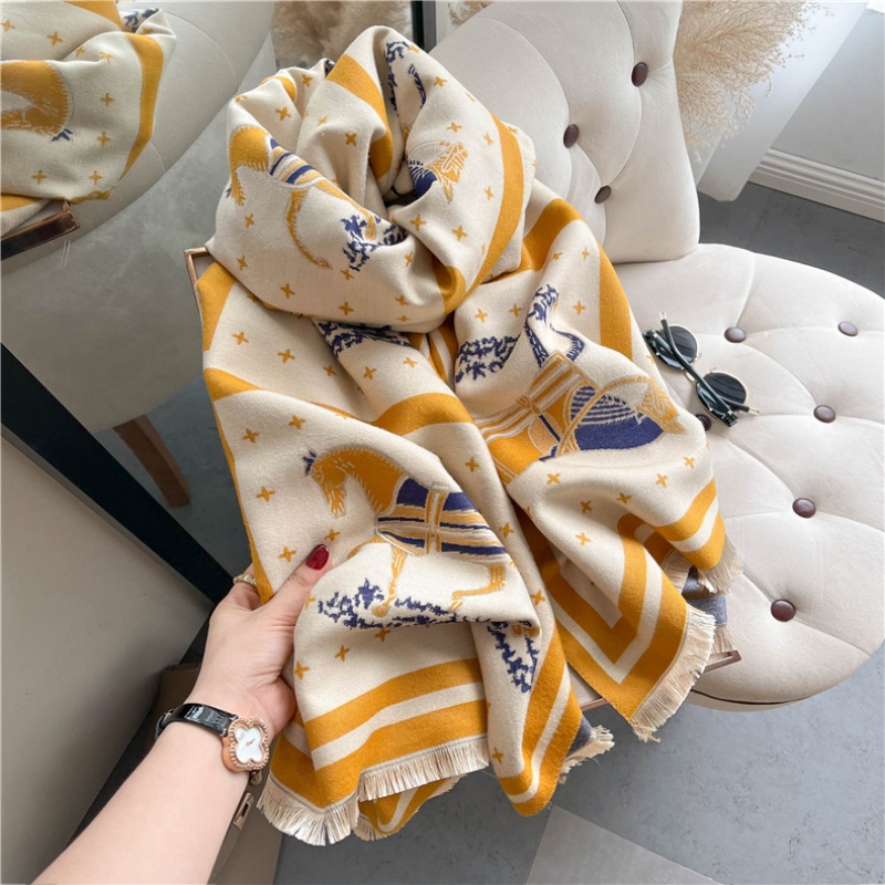 Luxury Horse Print Thick Cashm - Woven Scarf Blanket ulasan dan harga