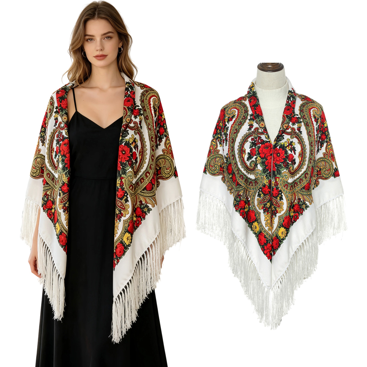 130cm New Russian Square Scarf - Woven Scarf Blanket ulasan dan harga