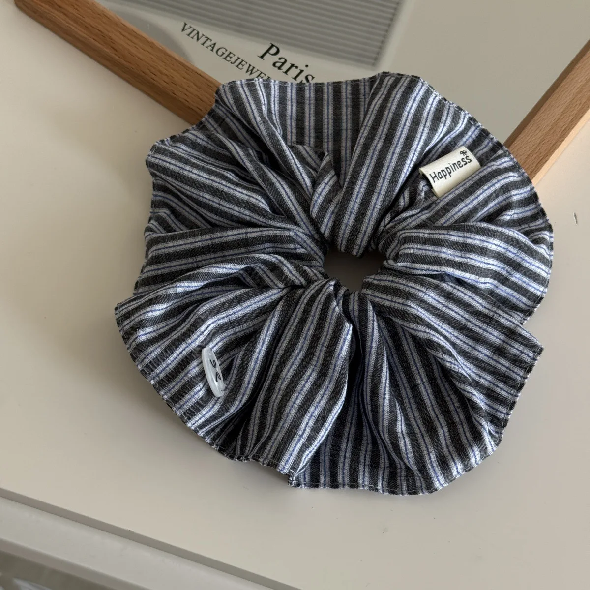Blue Solid Color Silk Hair Ban - Silk Tie Striped ulasan dan harga