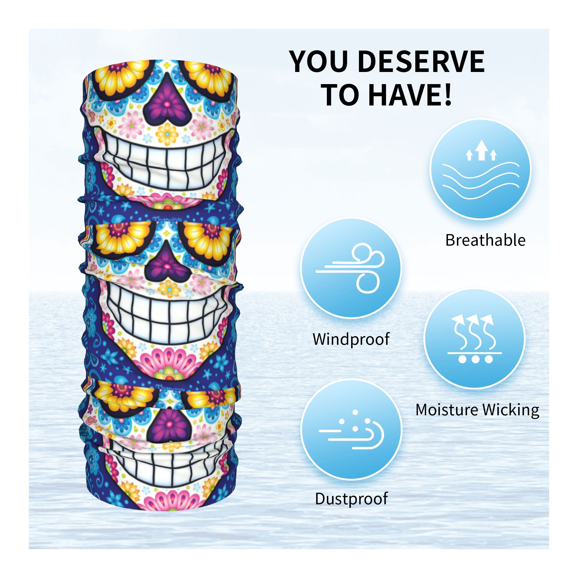 Custom Day Of The Dead Sugar S - Neck Warmer Tube ulasan dan harga