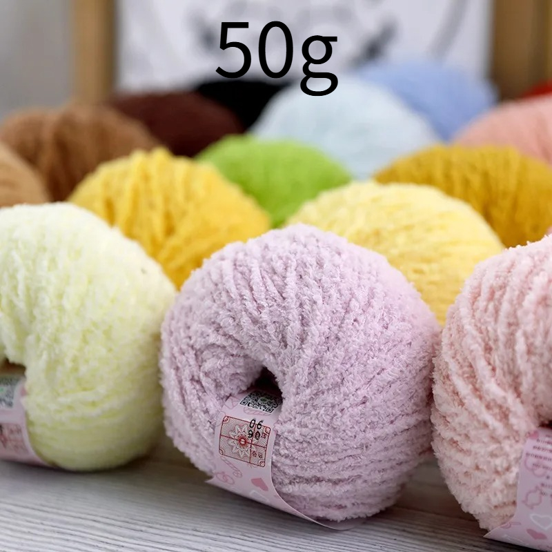 50g Short Plush Yarn 70m, DIY  - Woven Scarf Blanket ulasan dan harga