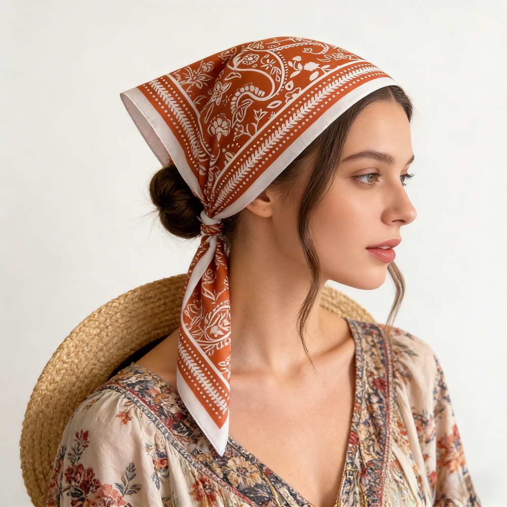 1Pc cashew print fashion silk  - Scarf Silk Square ulasan dan harga