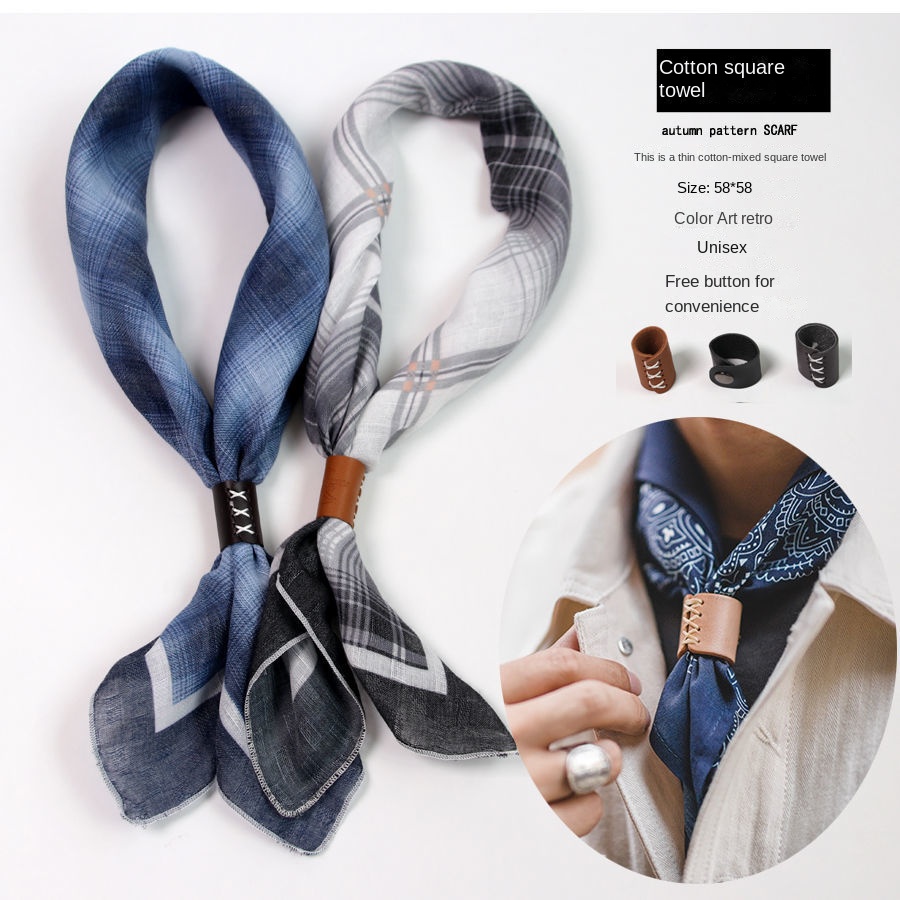 Men's Square Scarf with Button - Ascot Neck Scarf ulasan dan harga