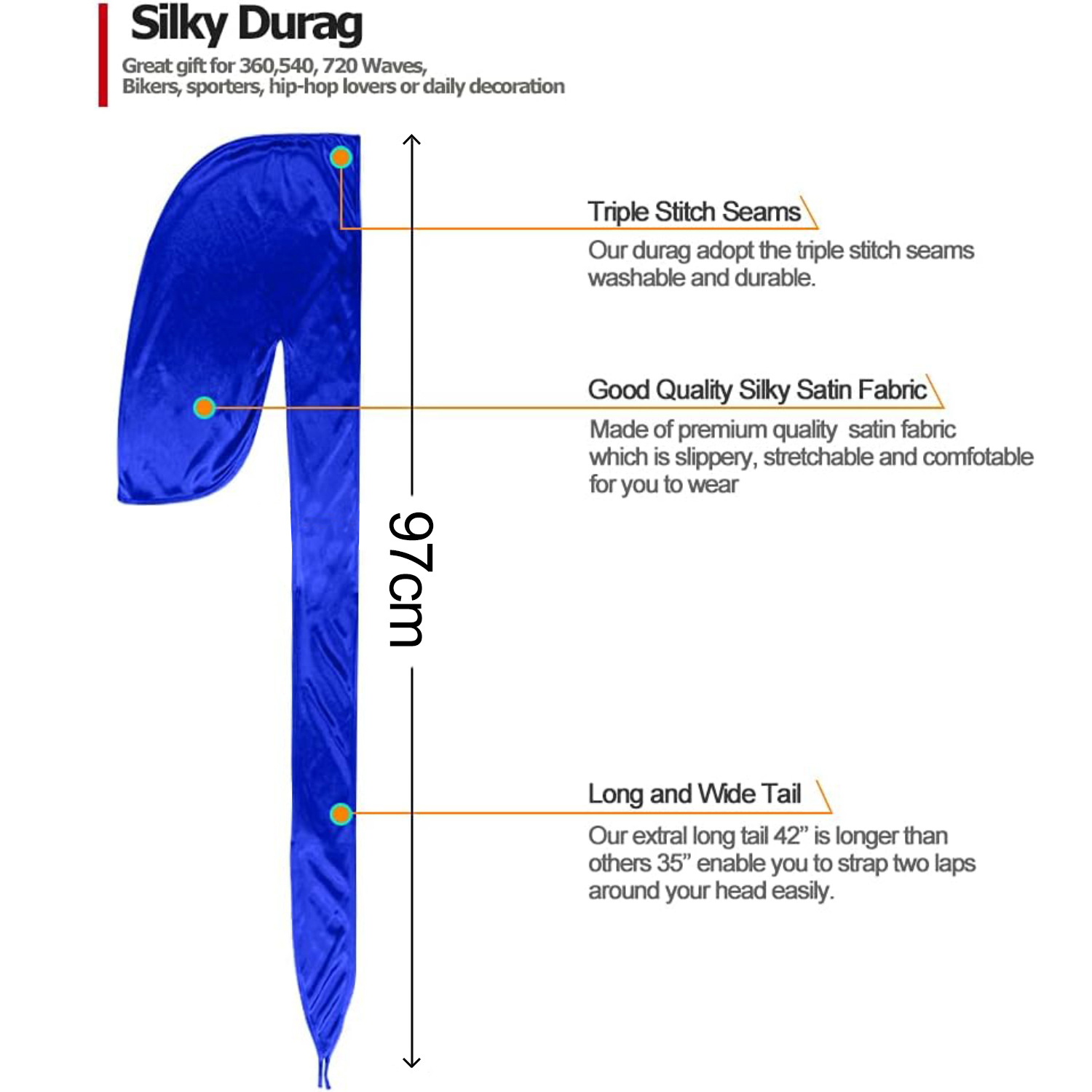 Men Satin Breathable Silky Dur - Bandana Doo Rag ulasan dan harga