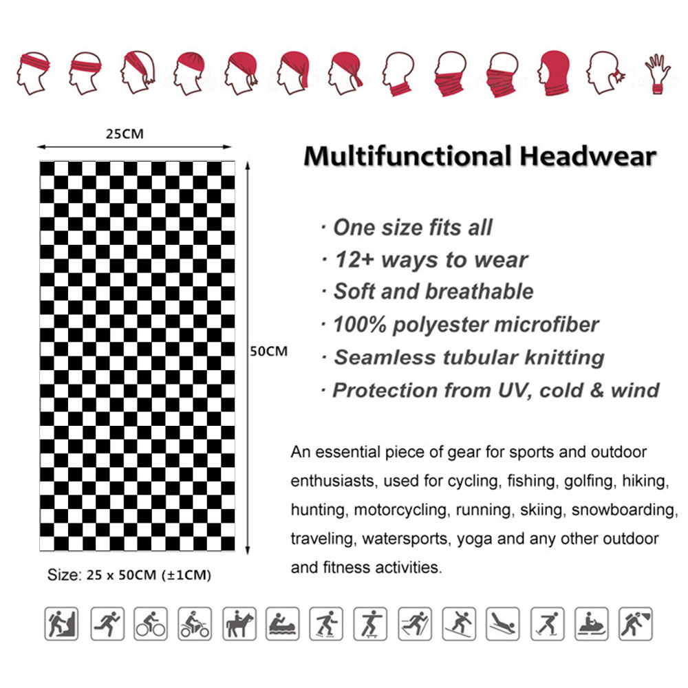 Checkered Ska Printed Headband - Neck Warmer Tube ulasan dan harga
